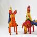 Three Wood Carved Wiseman riding on Animals
