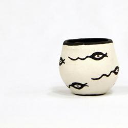 Black &amp; White Zuni Pot with Tadpole Motif