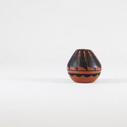 Small Painted Brown &amp; Black Ceramic Pot