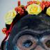 Monkey mask with flowers and earrings