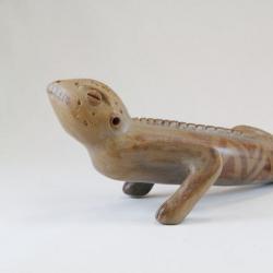 Large Ceramic Lizard with Painted Triangles